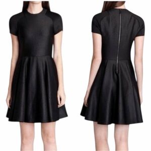 NWT! Ted Baker London Black Melisse Snake Embossed Neoprene Mini Dress. Size 2.